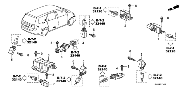 2007 Honda Odyssey Sensor Assy., FR. Crash Diagram for 77930-SHJ-B31