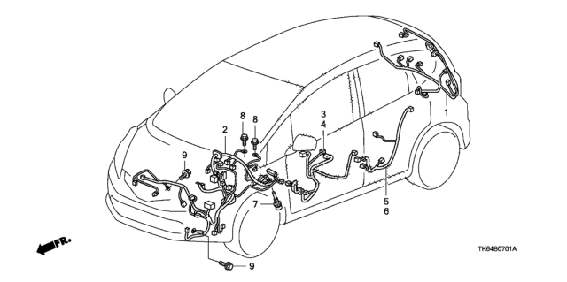 2011 Honda Fit Wire Harness, L. Cabin Diagram for 32120-TK6-A21