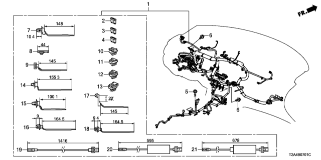 2015 Honda Accord Wire Harness, Instrument Diagram for 32117-T2A-A82