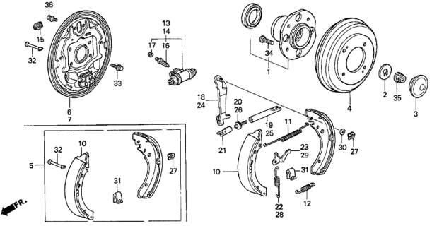 1994 Honda Accord Rear Brake (Drum) Diagram
