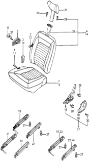 1981 Honda Prelude Front Seat Components Diagram