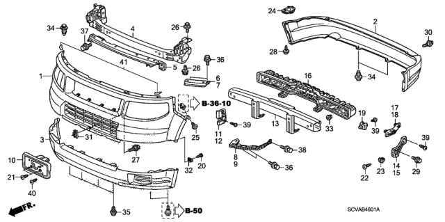 2008 Honda Element Tape Set, FR. Bumper Protection Diagram for 71104-SCV-A00