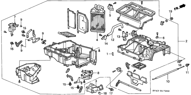 1995 Honda Accord Heater Unit Diagram for 79100-SV4-A03