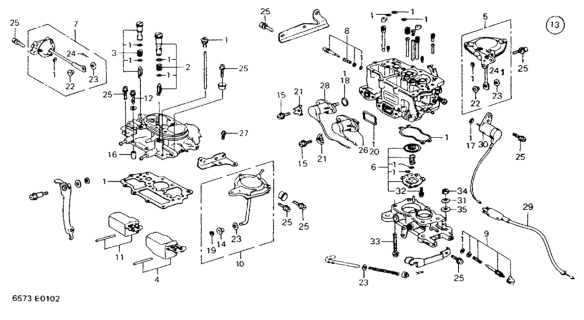 1977 Honda Civic Carburetor Assembly Diagram for 16100-657-672