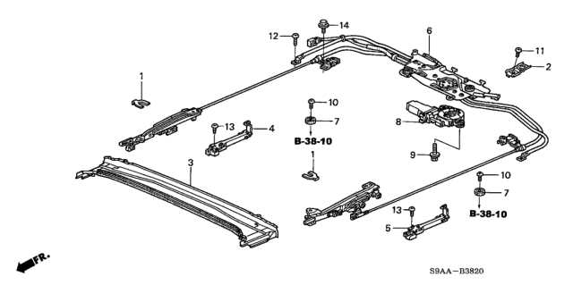 2006 Honda CR-V Drive Assembly, Sunroof Diagram for 70370-S9A-A02