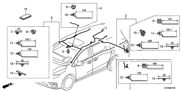 2022 Honda Odyssey Harness, Sunroof Diagram for 32155-THR-A52