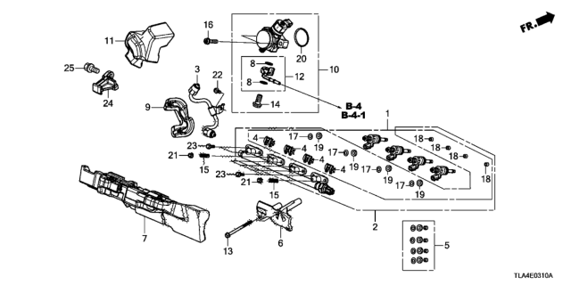 2018 Honda CR-V Injector Set, Fuel Diagram for 16010-5PA-305