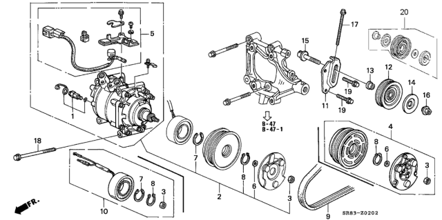 1995 Honda Civic A/C Compressor (Hadsys) Diagram