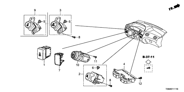 2013 Honda Civic Switch Assy., Vsa Off Diagram for 35300-TR0-A11