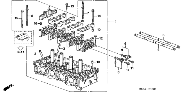 2002 Honda Civic Cylinder Head Assembly Diagram for 12100-PNL-E00