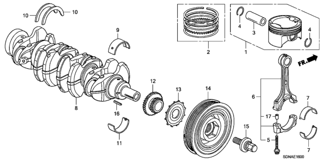 2007 Honda Accord Crankshaft - Piston (L4) Diagram