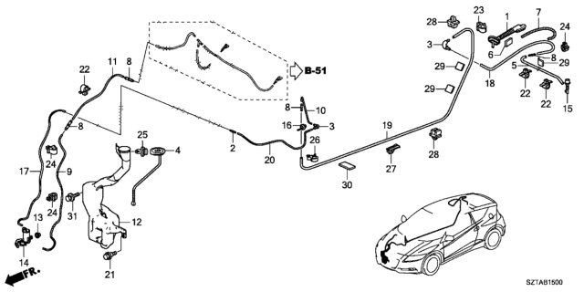 2016 Honda CR-Z Nozzle Assembly, Windshield (Smart Black) Diagram for 76850-SZT-G01ZW