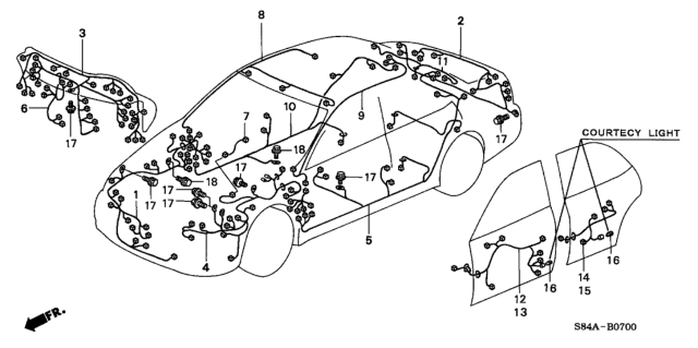 2002 Honda Accord Wire Harness, Instrument Diagram for 32117-S87-A22