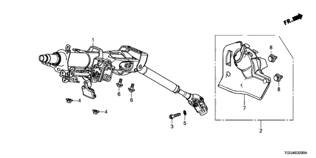 2017 Honda Civic Column Assembly, Steering Diagram for 53200-TBA-A12