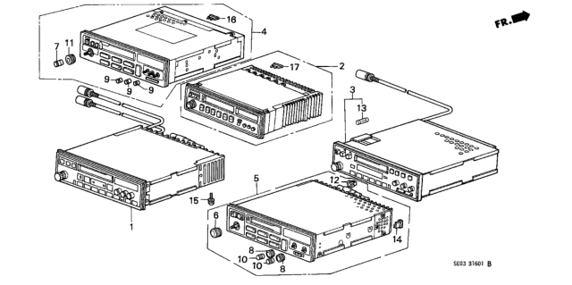 1987 Honda Accord Tuner Assy., Radio (12.5W X4) (AM/FM/Cas) (Alpine) Diagram for 39100-SE0-A24