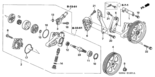 2004 Honda Accord Pump Sub-Assembly, Power Steering Diagram for 56110-RCA-A02