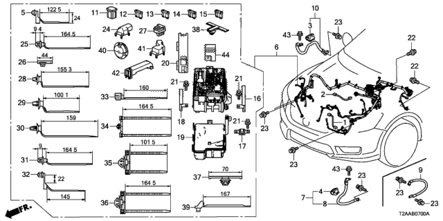 2017 Honda Accord Wire Harness, Engine Room Diagram for 32200-T2F-A00