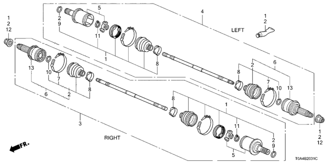 2013 Honda CR-V Band,Shaft Boot Diagram for 44318-T0G-A01
