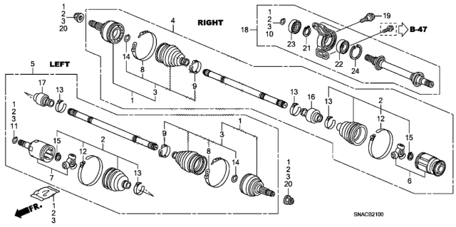 2010 Honda Civic Joint, Inboard Diagram for 44310-SMG-305