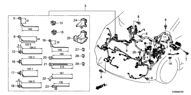 2014 Honda Fit EV Wire Harness, Cabin (Include RR. Washer Tube) Diagram for 32120-TX9-L00
