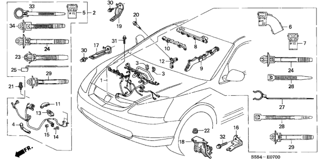 2005 Honda Civic Sub-Wire, Starter Diagram for 32111-PNF-A01