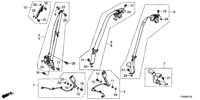 2014 Honda Accord Tongue Set, Left Rear Seat Belt (Outer) (Grayge) Diagram for 04828-T2A-A00ZE