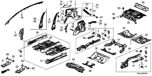 2020 Honda Civic Floor, FR. Diagram for 65100-TBA-305ZZ