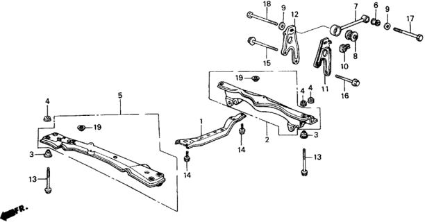 1989 Honda Accord Torque Rod - Front Beam Diagram