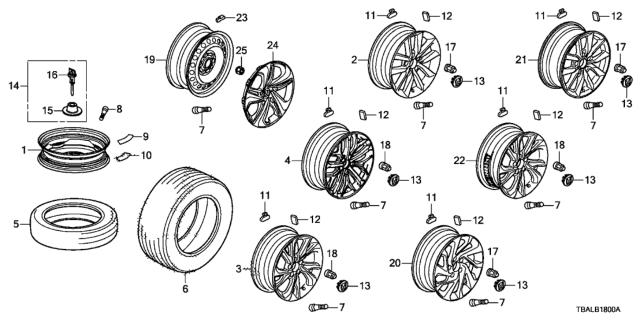 2020 Honda Civic Nut, Wheel (Fuse Rashi) Diagram for 90381-S4L-003