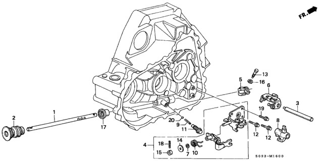 2000 Honda Civic Piece, Gearshift Diagram for 24440-P21-000