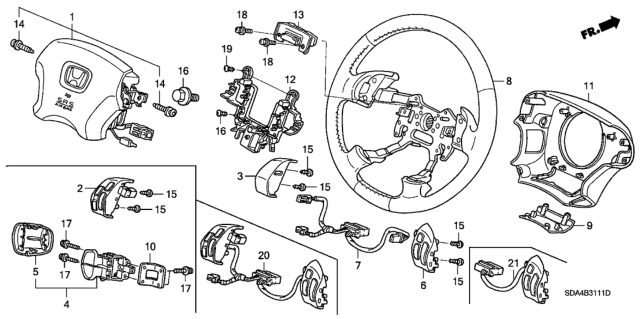 2003 Honda Accord Body Set A, Steering (Taupe) Diagram for 78501-SDB-A81ZB