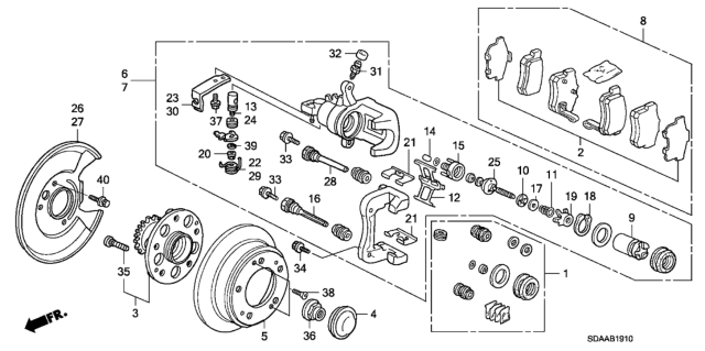 2007 Honda Accord Rear Brake (Disk) Diagram