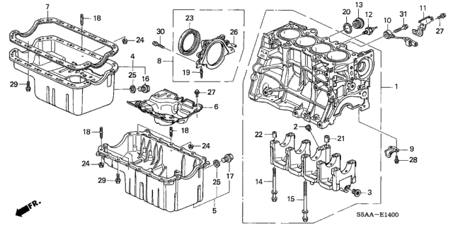 2004 Honda Civic Cylinder Block - Oil Pan Diagram