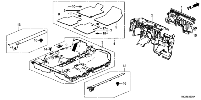 2016 Honda Civic Floor Mat Diagram
