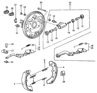 1981 Honda Civic Spring, RR. Wheel Cylinder Diagram for 43323-SA0-003