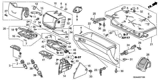 2007 Honda Accord Instrument Panel Garnish (Passenger Side) Diagram