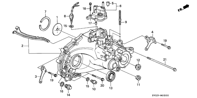 1996 Honda Accord Case, Transmission Diagram for 21200-P16-J00