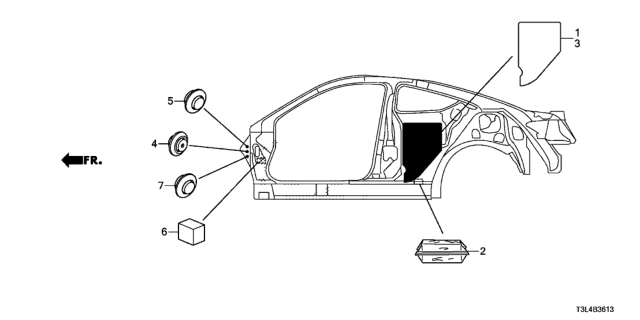 2016 Honda Accord Seal, L. Quarter Hole Diagram for 74554-T3L-A00