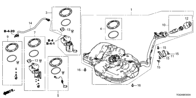 2021 Honda Civic Set, Pressure Regulator Assembly Diagram for 17052-TBA-A00
