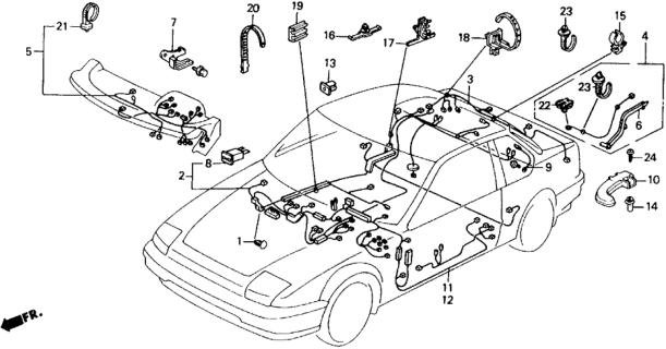 1988 Honda Prelude Wire Harness, Door (Driver Side) Diagram for 32751-SF1-A40