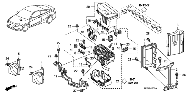 2008 Honda Accord Control Unit (Engine Room) (L4) Diagram