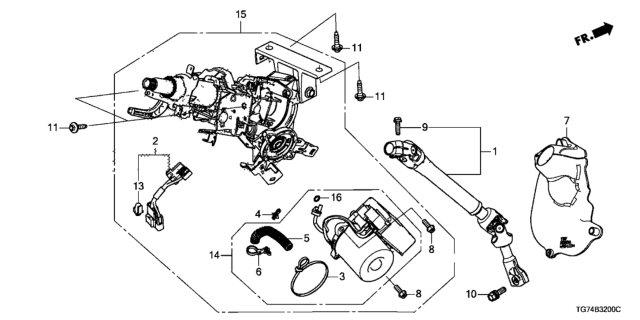 2020 Honda Pilot Motor/Ecu Comp, EPS Diagram for 53281-TG8-A11