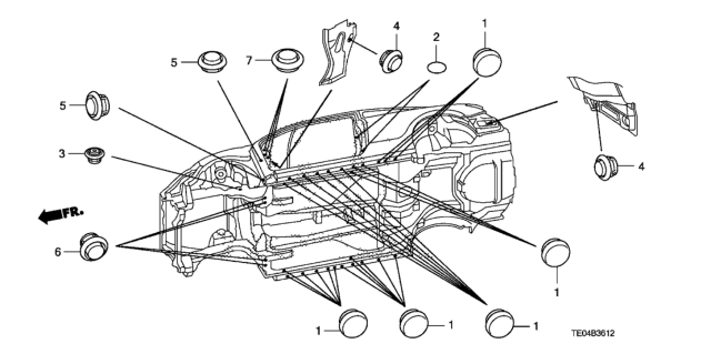 2008 Honda Accord Grommet (Lower) Diagram