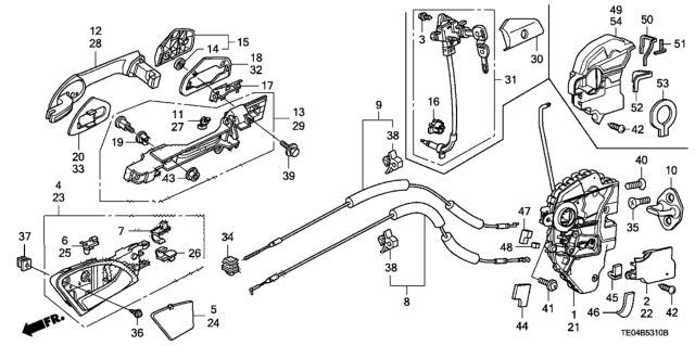 2009 Honda Accord Cable, Door Lock Diagram for 72133-TE0-A01
