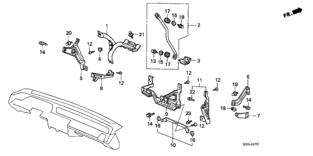 1988 Honda Accord Stay Assy., Instrument (Passenger Side) Diagram for 77190-SE3-A01