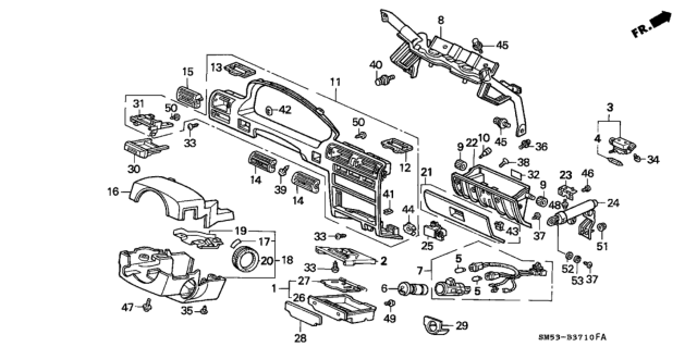 1992 Honda Accord Instrument Garnish Diagram