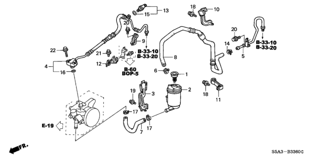 2001 Honda Civic Hose, Power Steering Feed Diagram for 53713-S5D-A04