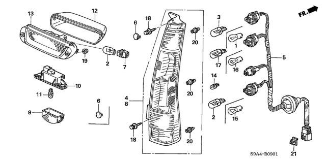 2005 Honda CR-V Bulb, FR. Turn (12V 21W) (Amber) (Stanley) Diagram for 33301-S04-004