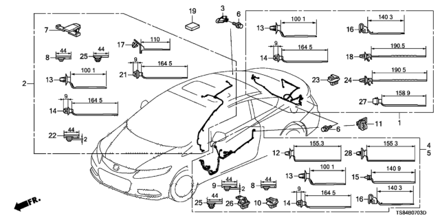 2015 Honda Civic Wire Harness, Driver Door Diagram for 32751-TS8-A31