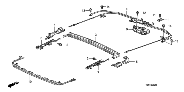 2009 Honda Accord Cable Assembly, Sunroof Diagram for 70400-TE0-A01